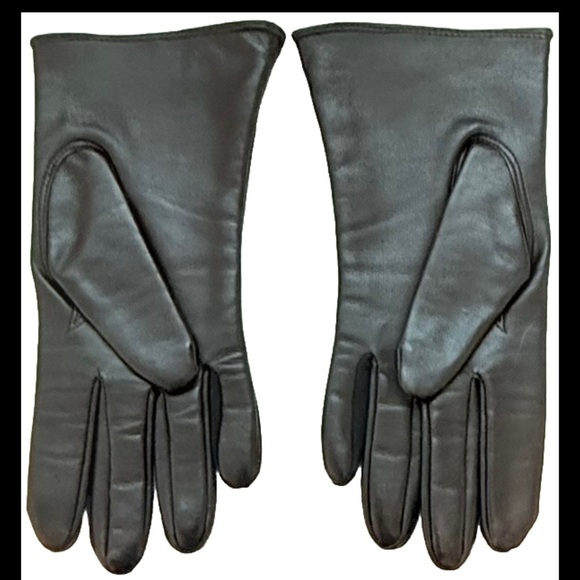 Vintage Women’s Black Winter Gloves. Sz 6-7 Beige Lining  Stitching On Top - Picture 4 of 9